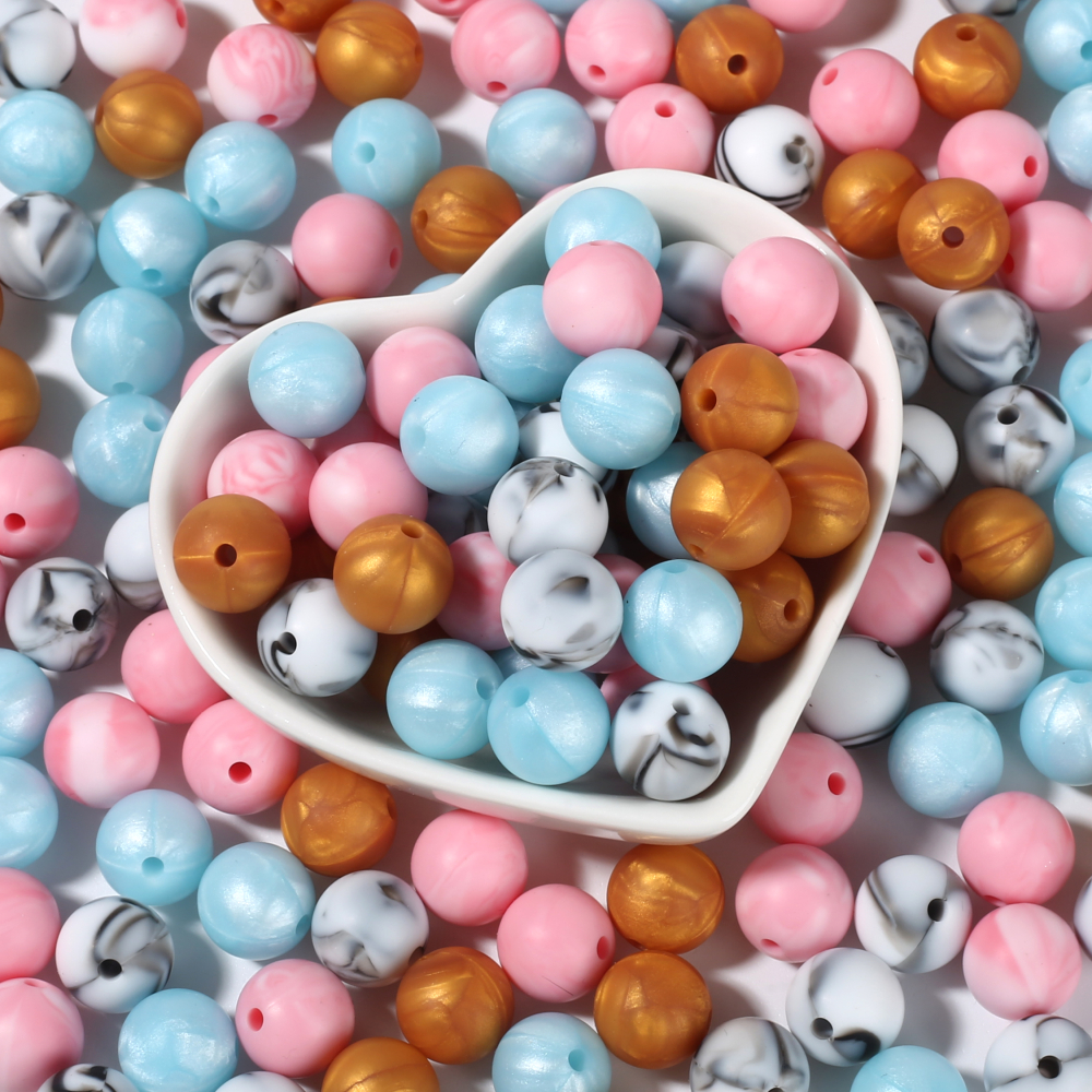 Baby Food Name - 50Pc 12mm 19Color Silicone Round Bead