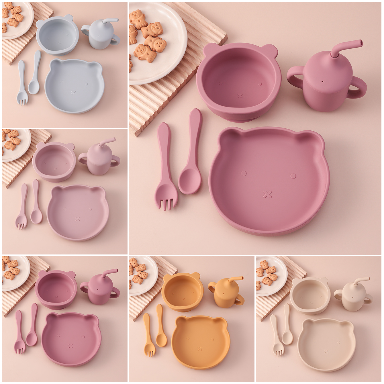 Baby Food Kit - Color Kids 5PCS Silicone Feeding Set
