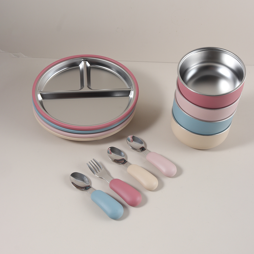Baby Food Kit - 4pcs/set silicone suction bowl plate spoon