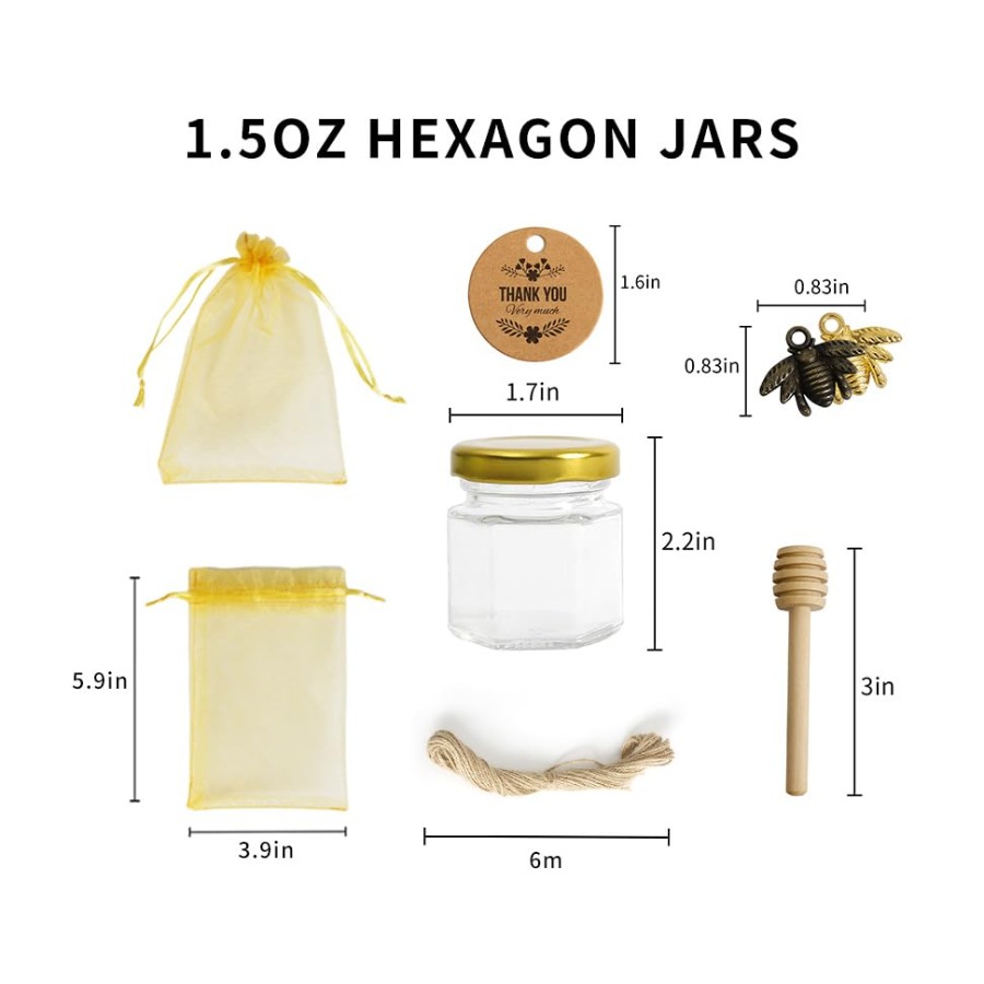 1.5oz 6Pack Mini Glass Hexagon - Baby Food In Jar incelemesi ve fiyatı